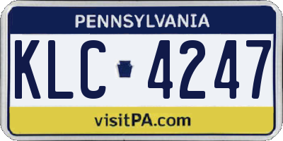 PA license plate KLC4247