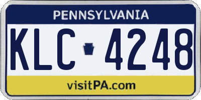 PA license plate KLC4248