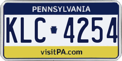 PA license plate KLC4254