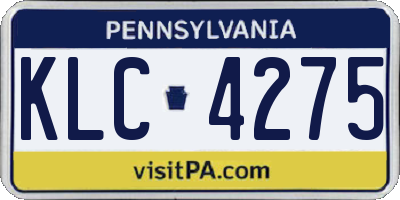 PA license plate KLC4275