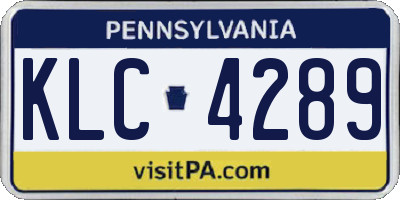 PA license plate KLC4289