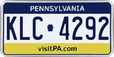 PA license plate KLC4292