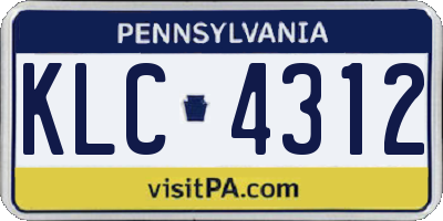PA license plate KLC4312