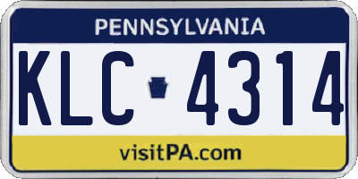PA license plate KLC4314