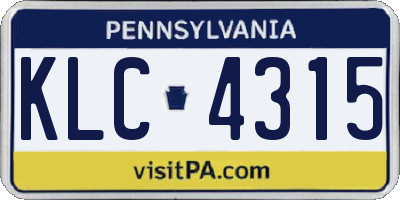 PA license plate KLC4315