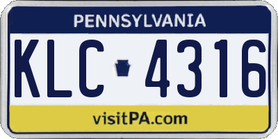 PA license plate KLC4316