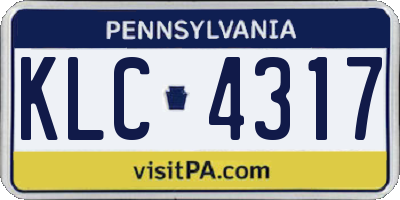 PA license plate KLC4317