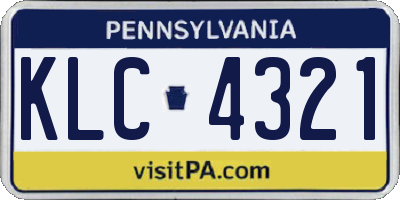 PA license plate KLC4321