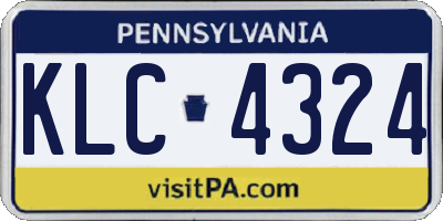 PA license plate KLC4324