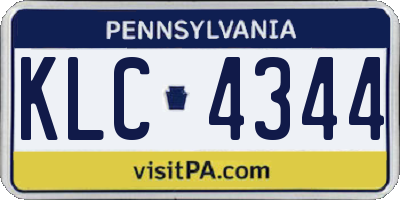 PA license plate KLC4344
