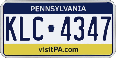 PA license plate KLC4347