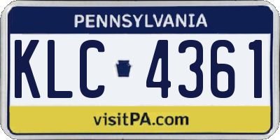 PA license plate KLC4361