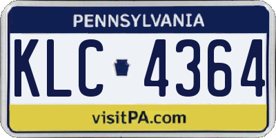 PA license plate KLC4364