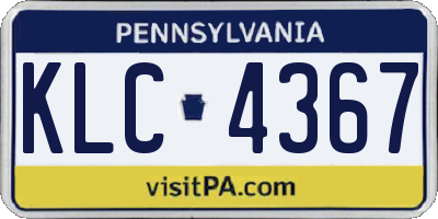 PA license plate KLC4367