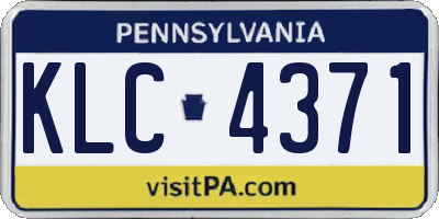 PA license plate KLC4371