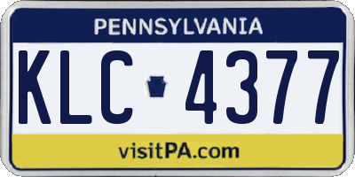 PA license plate KLC4377