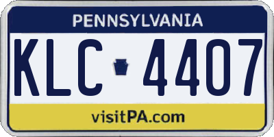 PA license plate KLC4407