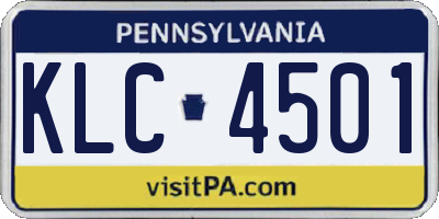PA license plate KLC4501