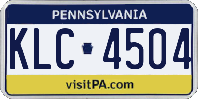 PA license plate KLC4504
