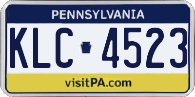PA license plate KLC4523