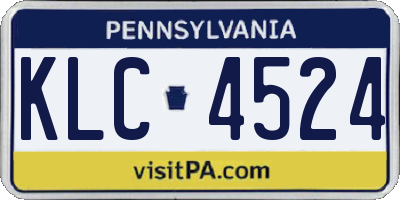 PA license plate KLC4524