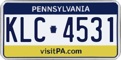 PA license plate KLC4531
