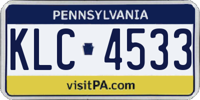 PA license plate KLC4533