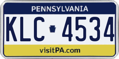 PA license plate KLC4534