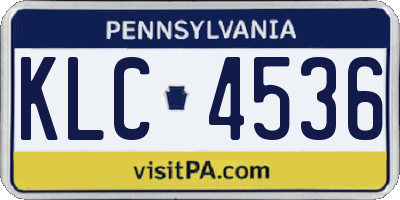 PA license plate KLC4536