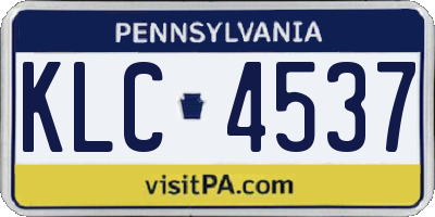 PA license plate KLC4537