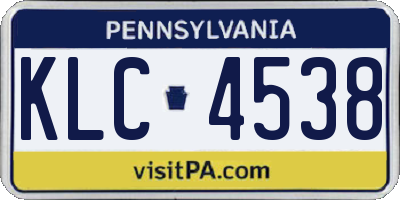 PA license plate KLC4538