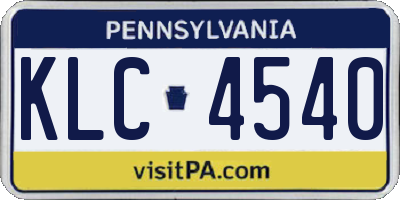 PA license plate KLC4540