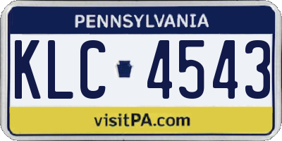 PA license plate KLC4543