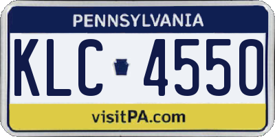 PA license plate KLC4550