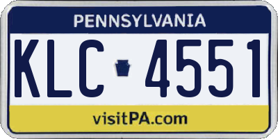 PA license plate KLC4551