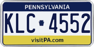 PA license plate KLC4552