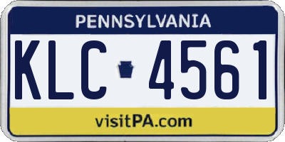 PA license plate KLC4561