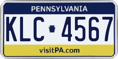 PA license plate KLC4567