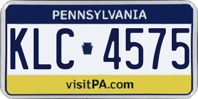 PA license plate KLC4575