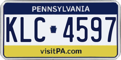 PA license plate KLC4597