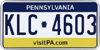 PA license plate KLC4603