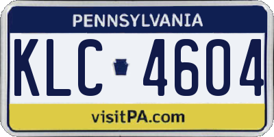 PA license plate KLC4604