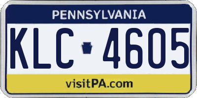 PA license plate KLC4605