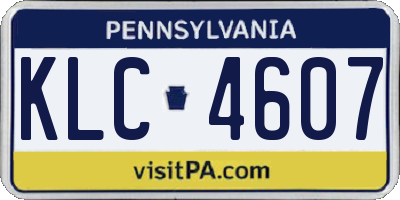 PA license plate KLC4607