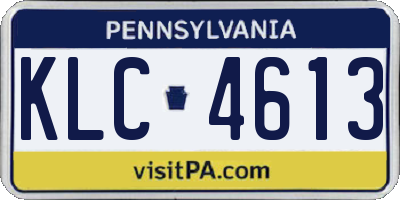 PA license plate KLC4613