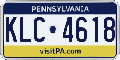 PA license plate KLC4618