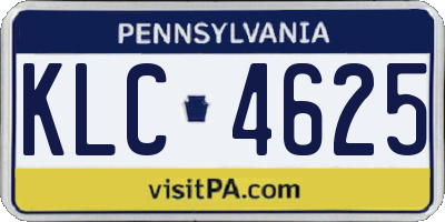 PA license plate KLC4625