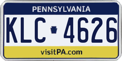 PA license plate KLC4626