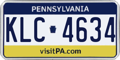 PA license plate KLC4634