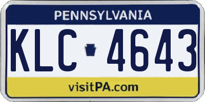 PA license plate KLC4643